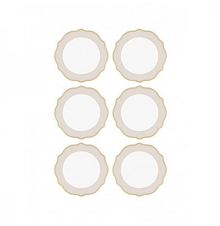 Dessert Plate Set (6 Pieces) Hermia DNR0027 Bej