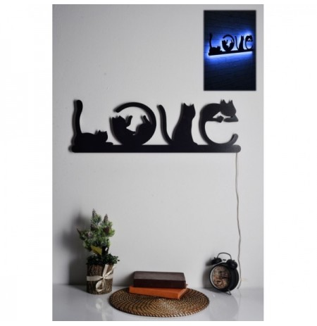 Decorative Led Lighting Wallxpert Cat Love - Blue