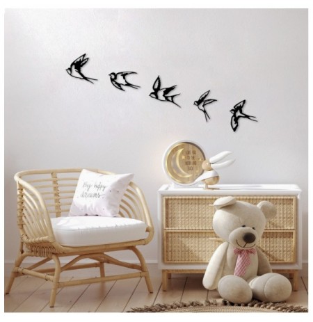 Dekor metalik Wall Accessory Wallxpert Swallows - 303 Black