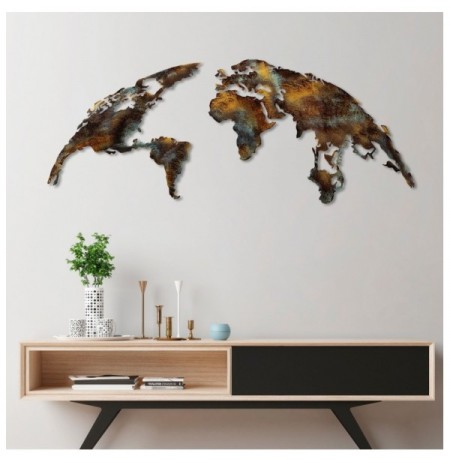 Decorative Metal Wall Accessory Wallxpert World Map Medium - 3 Multicolor