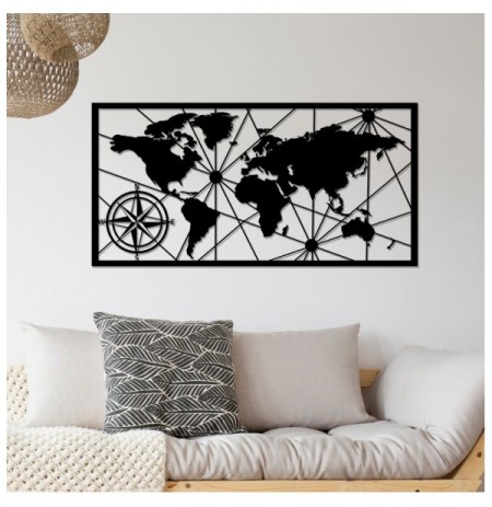 Decorative Metal Wall Accessory Wallxpert World Map Large 2 Black