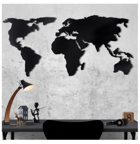 Decorative Metal Wall Accessory Wallxpert World Map Silhouette Black