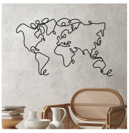 Decorative Metal Wall Accessory Wallxpert World Map Black