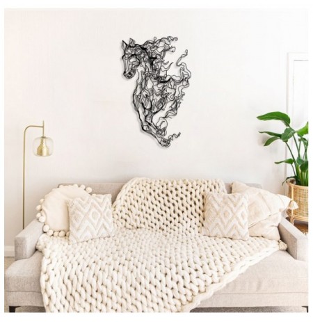 Decorative Metal Wall Accessory Wallxpert Metal Horse Line Art - APT724 Black