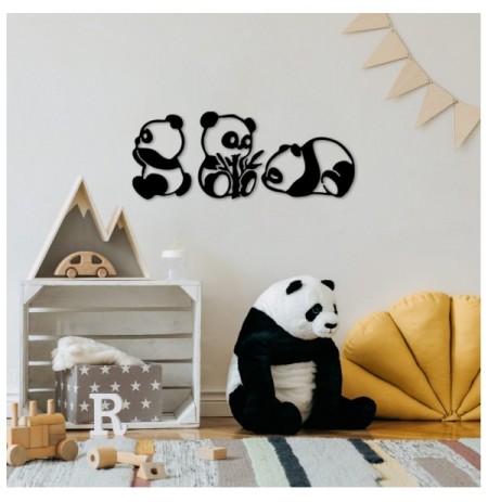 Decorative Metal Wall Accessory Wallxpert Pandas - 298 Black