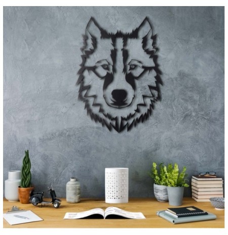 Decorative Metal Wall Accessory Wallxpert Wolf v11 Black