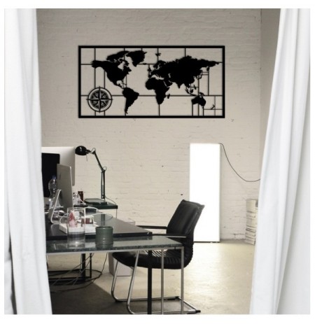 Decorative Metal Wall Accessory Wallxpert World Map Metal Decor 7 Black