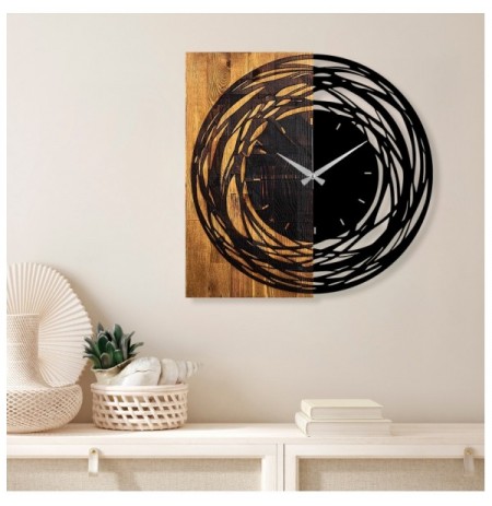 Dekore druri Wallxpert Wooden Clock 39 Light WalnutBlack