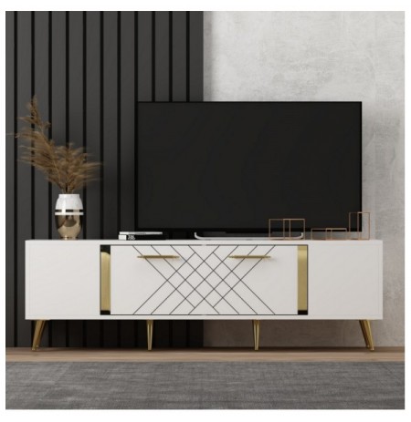 Mobilje TV Hannah Home Detas - White, Gold WhiteGold