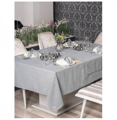 Tablecloth Set (8 Pieces) L'essentiel Pera - Grey Grey