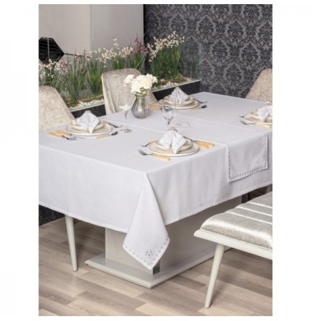 Tablecloth Set (8 Pieces) L'essentiel Pera - White White