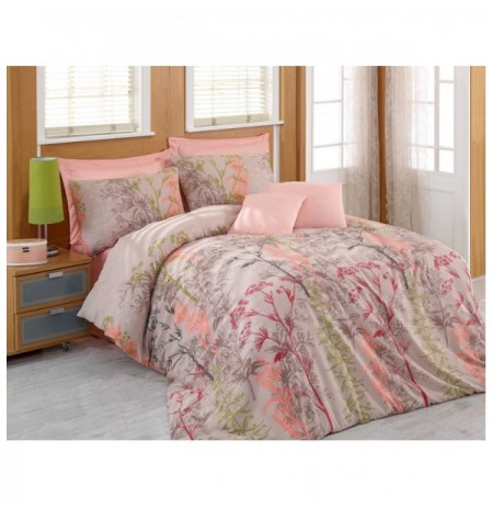 Double Duvet Cover Set L'essentiel Urla BeigeMinkSalmonGreen