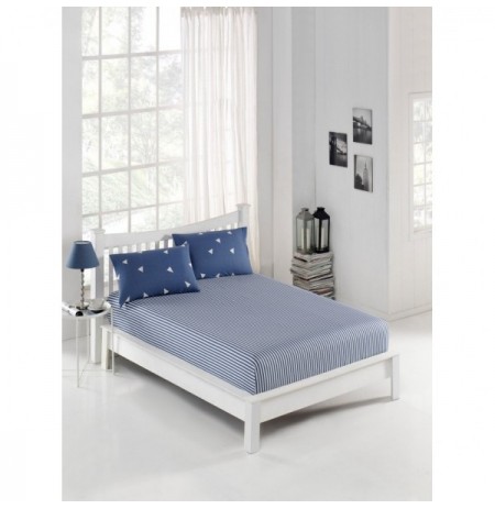 Double Sheet Set L'essentiel Üçgen Blue White