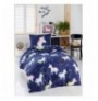 Single Duvet Cover Set L'essentiel Magic Unicorn Dark BlueWhiteYellowPinkOrange