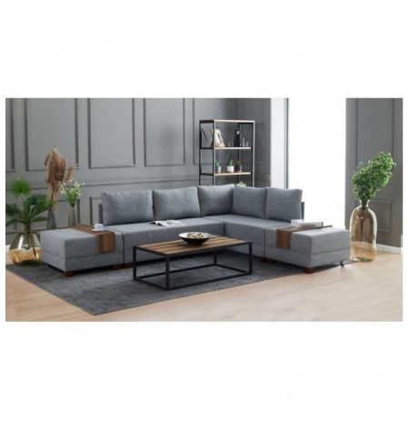 Divan kendor me hapje Hannah Home Fly Corner - Grey