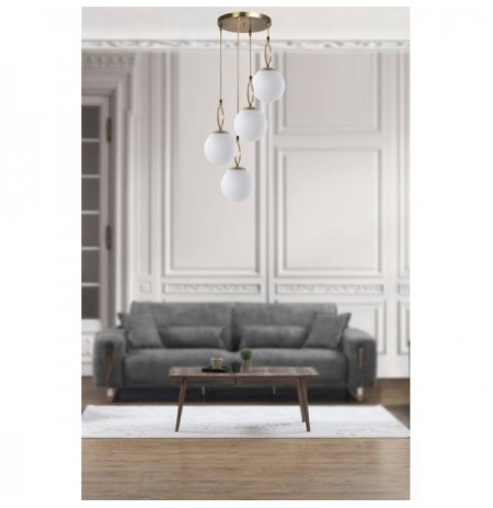 Chandelier Opviq Morino 4 Lü Tepsili Beyaz Caml? Eskitme Sark?t White