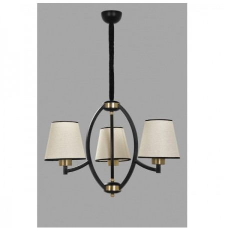 Chandelier Opviq Paul 3 lü siyah avize aç?k has?r abajurlu Beige Black Gold