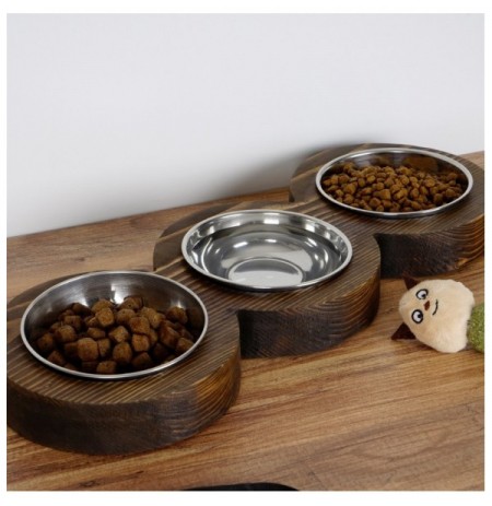 Pet Food Bowl Hannah Home PET010 Walnut