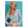 Woman's Blouse ALC-X7322 - Light Blue Light Blue