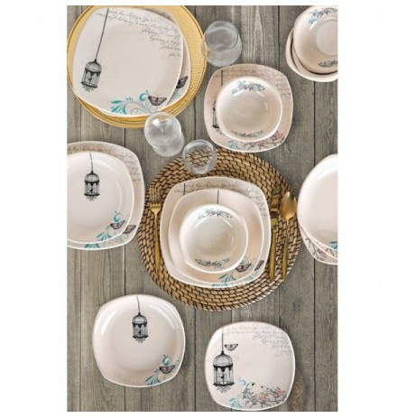 Set pjatash (24 Pc) Hermia Retro CreamBlueBlack