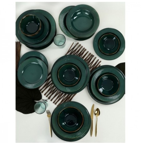 Ceramic Dinner Set (24 Pieces) Hermia TY125024FRA5A839700MAET600 Dark Green