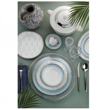 Dinner Set (68 Pieces) Hermia BNKL68YT43010555 Turquoise Grey White