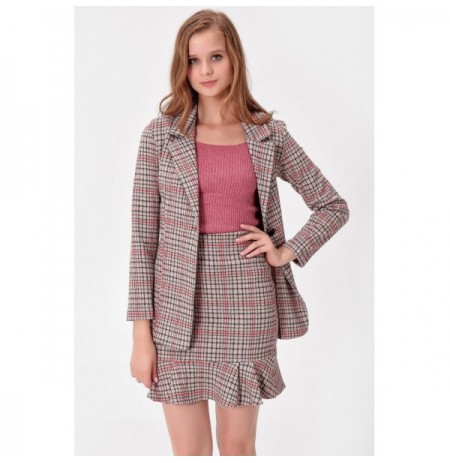 Woman's Jacket Jument 30014 - Beige Tartan