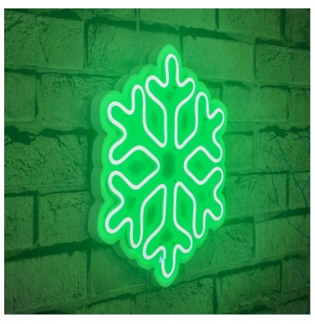 Dekor muri LED plastik Snowflake - Green Green