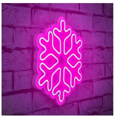 Dekor muri LED plastik Snowflake - Pink Pink