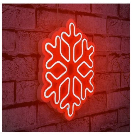Dekor muri LED plastik Snowflake - Red Red