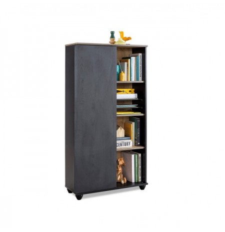 Raft Librash Kalune Design Black Bookcase With Storage Multicolor