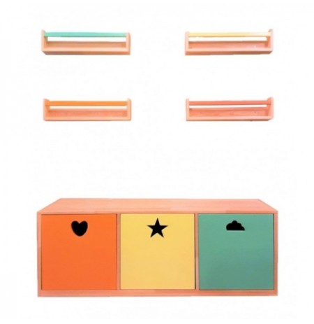 Raft Librash Kalune Design Bookshelf And Toys Cabinet Multicolor