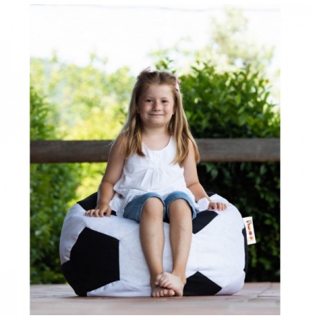 Bean Bag Football Kids Pouf - Black, White BlackWhite