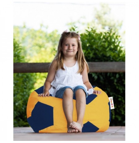 Bean Bag Football Kids Pouf - Yellow, Dark Blue