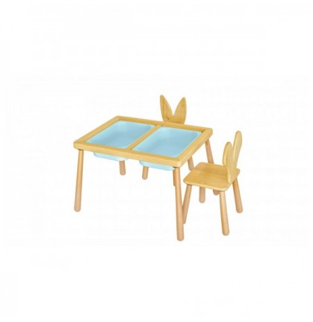 Set Tavoline per femije Kalune Design Table and 2 Chairs - Blue Blue