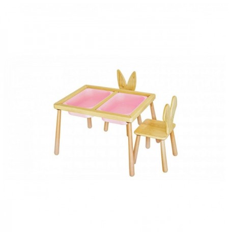 Set Tavoline per femije Kalune Design Table and 2 Chairs - Pink Pink