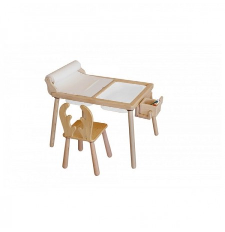 Set Tavoline per femije Kalune Design Roll and Chair - White White
