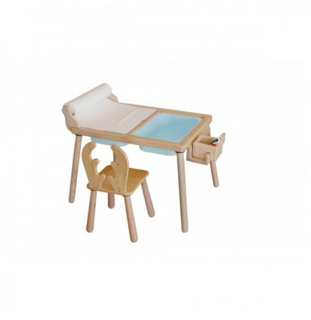 Set Tavoline per femije Kalune Design Roll and Chair - Blue Blue