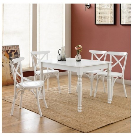 Set 5 Pc Tavoline ngrenie me hapje + Karrige Kalune Design Albero27 White