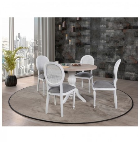 Set ( 5 Pc ) Tavoline ngrenie + karrige Kalune Design Albero134 Natural