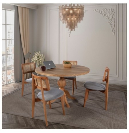 Set ( 5 Pc ) Tavoline ngrenie + karrige Kalune Design Albero138 Natural