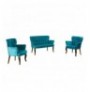 Set ( 3 Pc ) Divan + kolltuk Atelier del Sofa Paris Walnut Wooden - Petrol Blue Petrol Blue