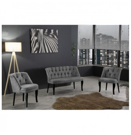 Set ( 3 Pc ) Divan + kolltuk Atelier del Sofa Roma Black Wooden - Grey Grey