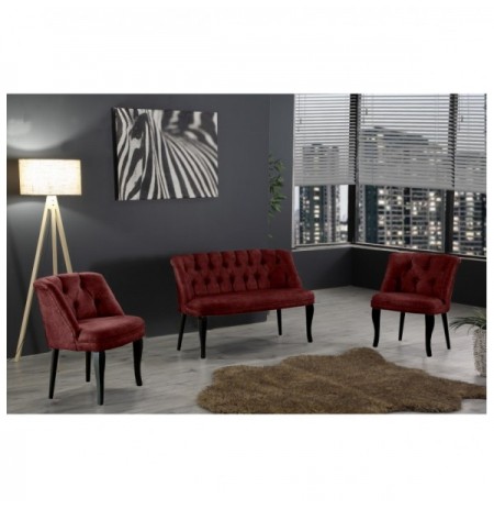 Set ( 3 Pc ) Divan + kolltuk Atelier del Sofa Roma Black Wooden - Claret Red Claret Red