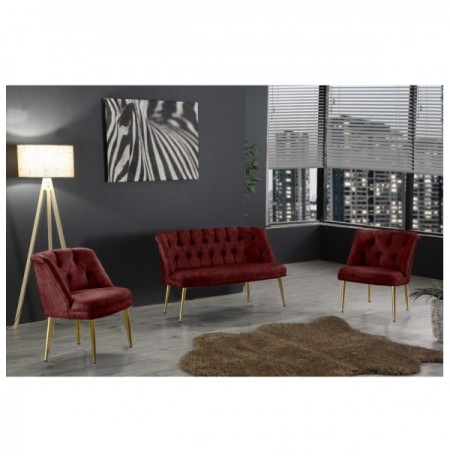 Set ( 3 Pc ) Divan + kolltuk Atelier del Sofa Roma Gold Metal - Claret Red Claret Red
