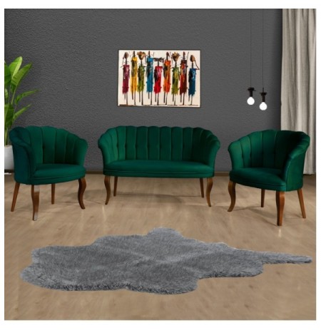 Set ( 3 Pc ) Divan + kolltuk Atelier del Sofa Daisy Walnut Wooden - Green Green