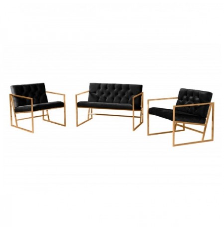 Set ( 3 Pc ) Divan + kolltuk Atelier del Sofa Oslo Gold - Black Black