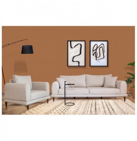 Set ( 3 Pc ) Divan + kolltuk Atelier del Sofa Nero - NQ6-190 Ecru Beige