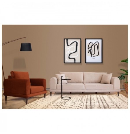 Set ( 3 Pc ) Divan + kolltuk Atelier del Sofa Nero - NQ6-193 v2 Tile Red Cream