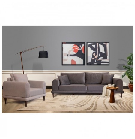 Set ( 3 Pc ) Divan + kolltuk Atelier del Sofa Nero - NQ6-178 Dark Grey Light Grey